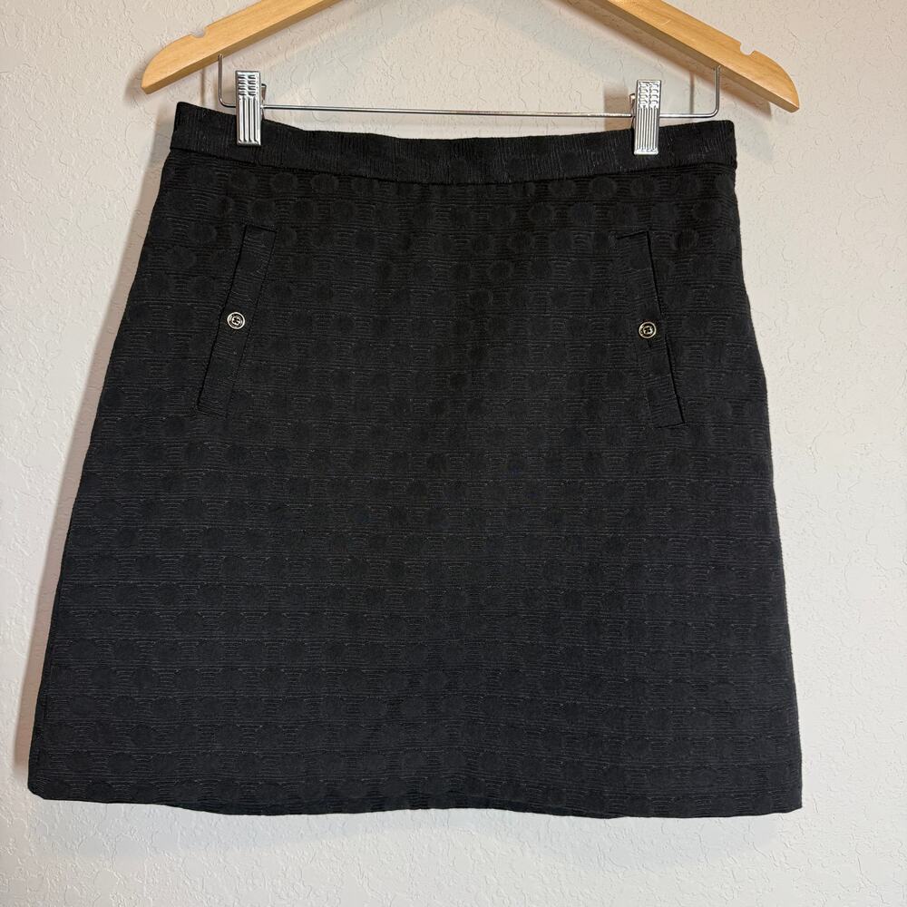 Women's Banana Republic Textured Polka Dot Black Mini Skirt Size 6 - Picture 2 of 9